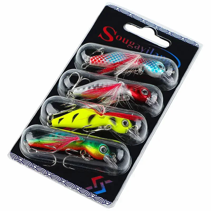 Kit 4 Mini Iscas Artificiais 3 a 4 g com Rattle – Para Tilápia, Traíra e Peixes Ariscos