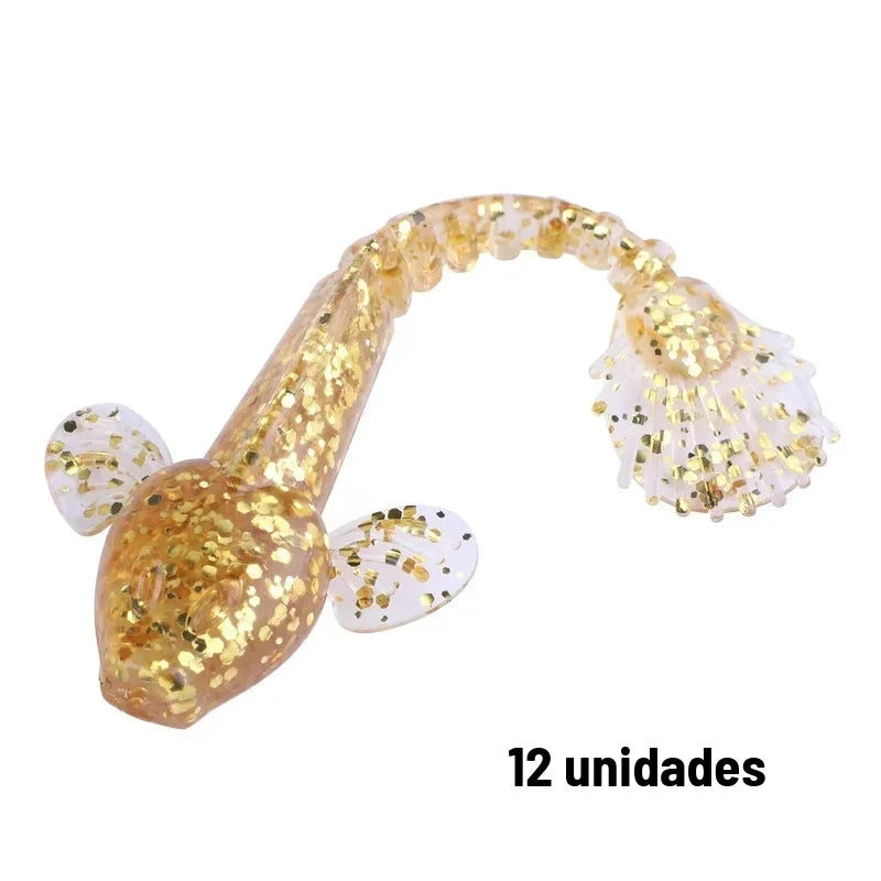 Kit 12 Iscas Soft (Shad) 9 cm para Tucunaré, Traíra e Robalo – 13 Opções de Cor