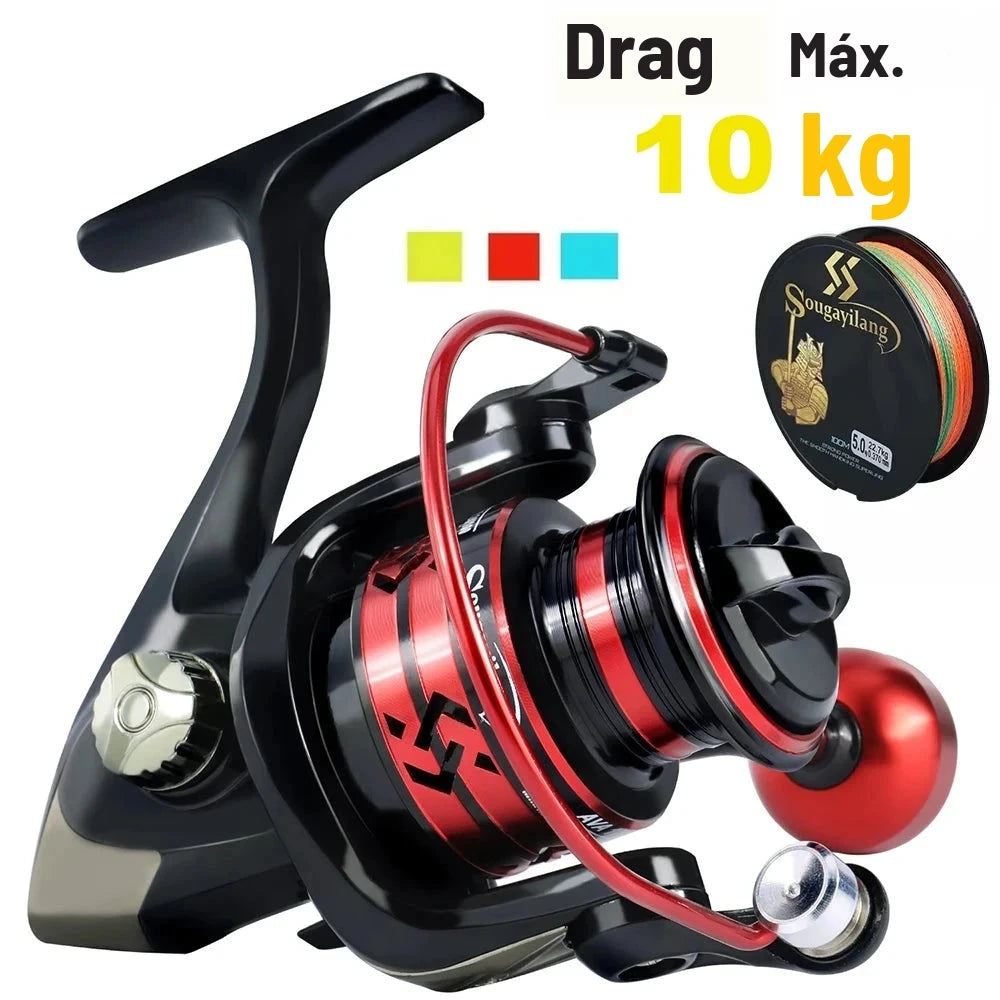 Molinete Drag 10 kg com Linha de Brinde – Tamanhos 2000 a 7000 para Água Doce e Salgada