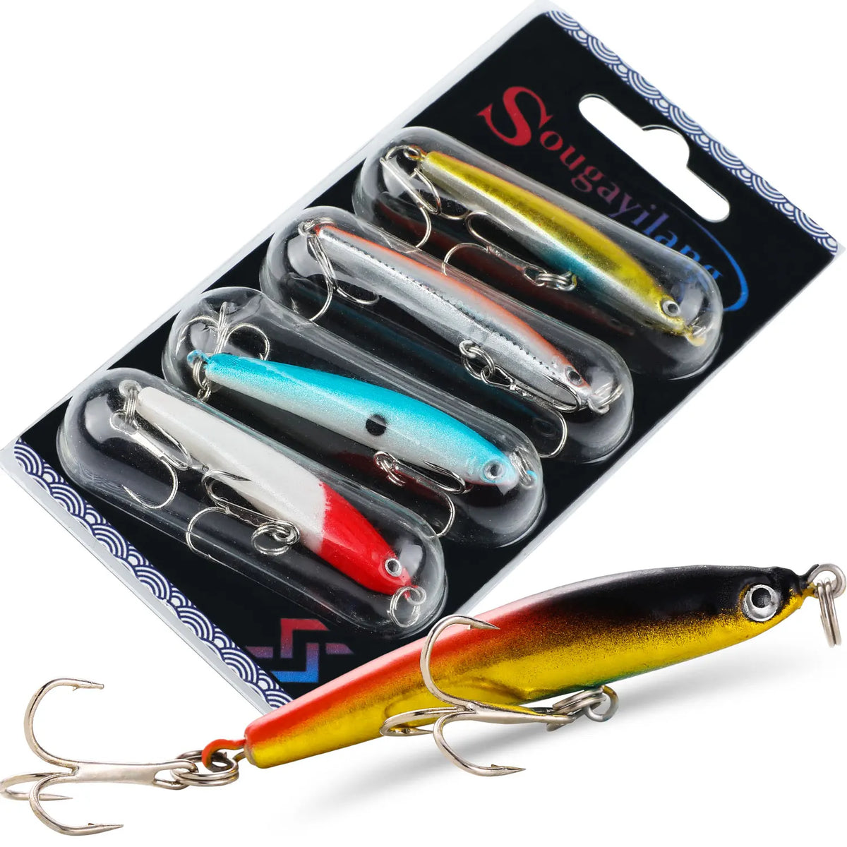 Kit 4 Iscas Artificiais (Crankbait, Mini Crank ou Stick) com Rattle e Garateias nº 5