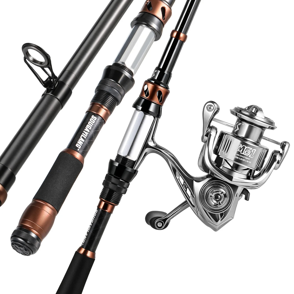 Kit Vara Telescópica de Carbono + Molinete 5.2:1 com Drag 8 kg e Linha Multifilamento