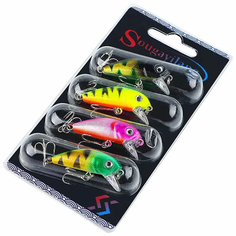 Kit 4 Mini Iscas Artificiais 3 a 4 g com Rattle – Para Tilápia, Traíra e Peixes Ariscos