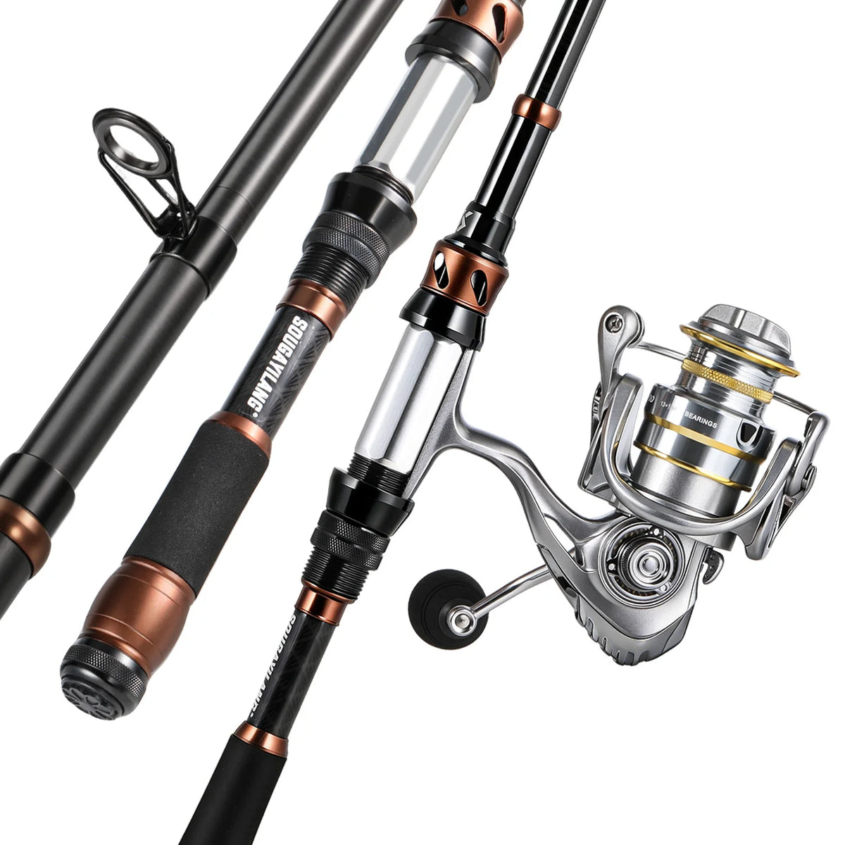 Kit Vara Telescópica de Carbono + Molinete 5.2:1 com Drag 8 kg e Linha Multifilamento