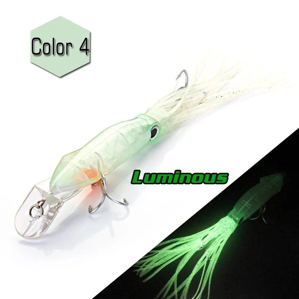 Isca Artificial Lula 12 cm 42 g com Saia de Silicone – Para Corrico e Pesca no Mar