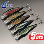 Kit 5 Iscas Minnow 9,5 cm 8,2 g com Pintura Realista + Estojo