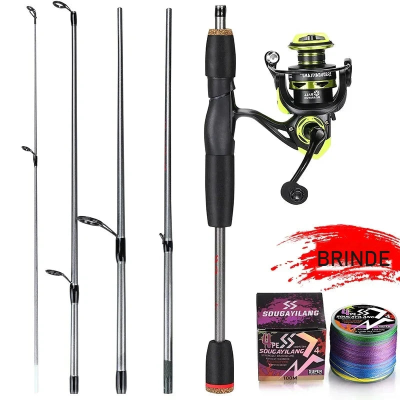 Kit Vara 1,7 m + Molinete 1000 ou 2000 com Linha – Ideal para Iniciantes