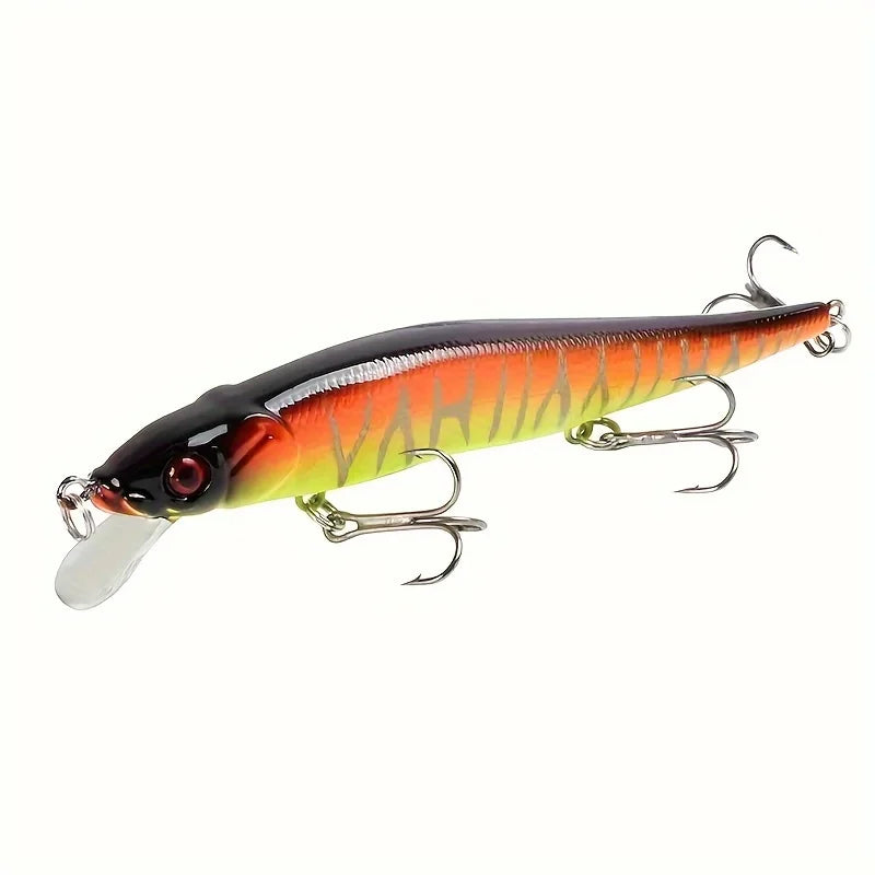 Isca Artificial Minnow Afundante 11,5 cm 14 g com 3 Garateias – Para Tucunaré, Robalo e Black Bass