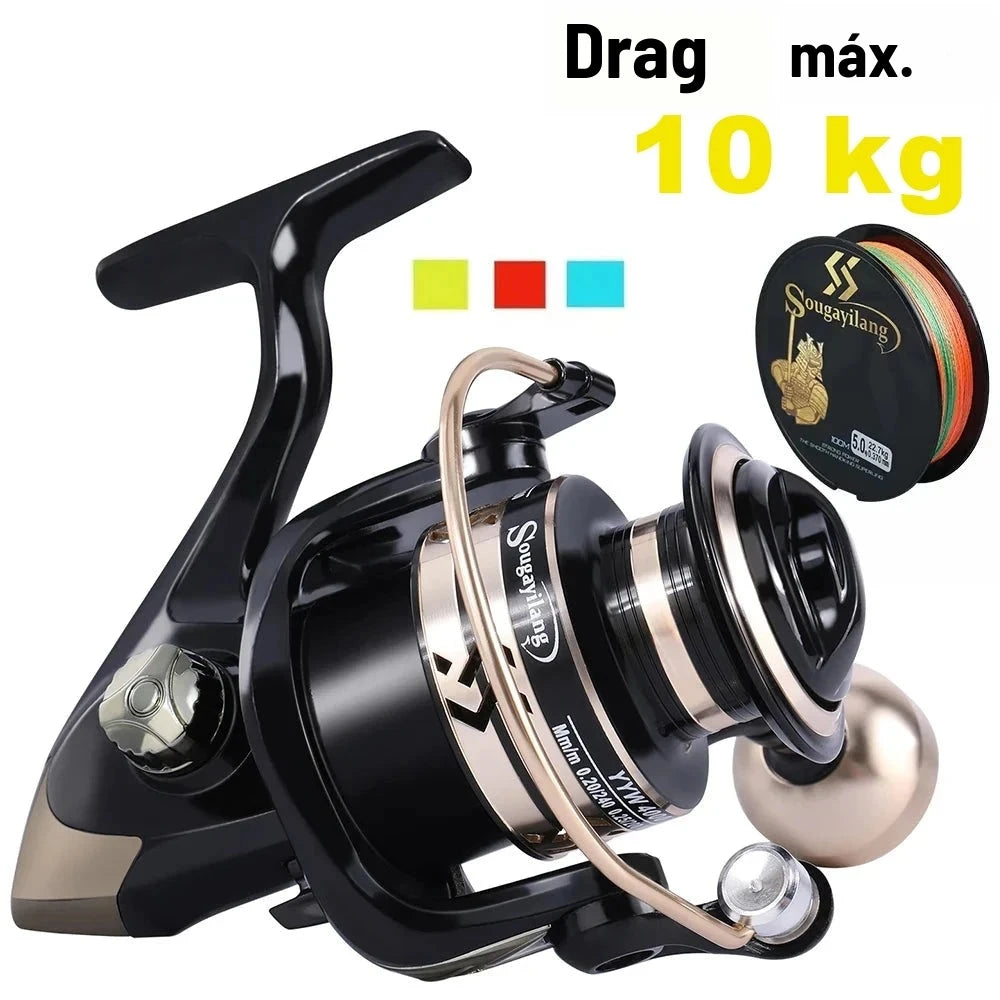 Molinete Drag 10 kg com Linha de Brinde – Tamanhos 2000 a 7000 para Água Doce e Salgada
