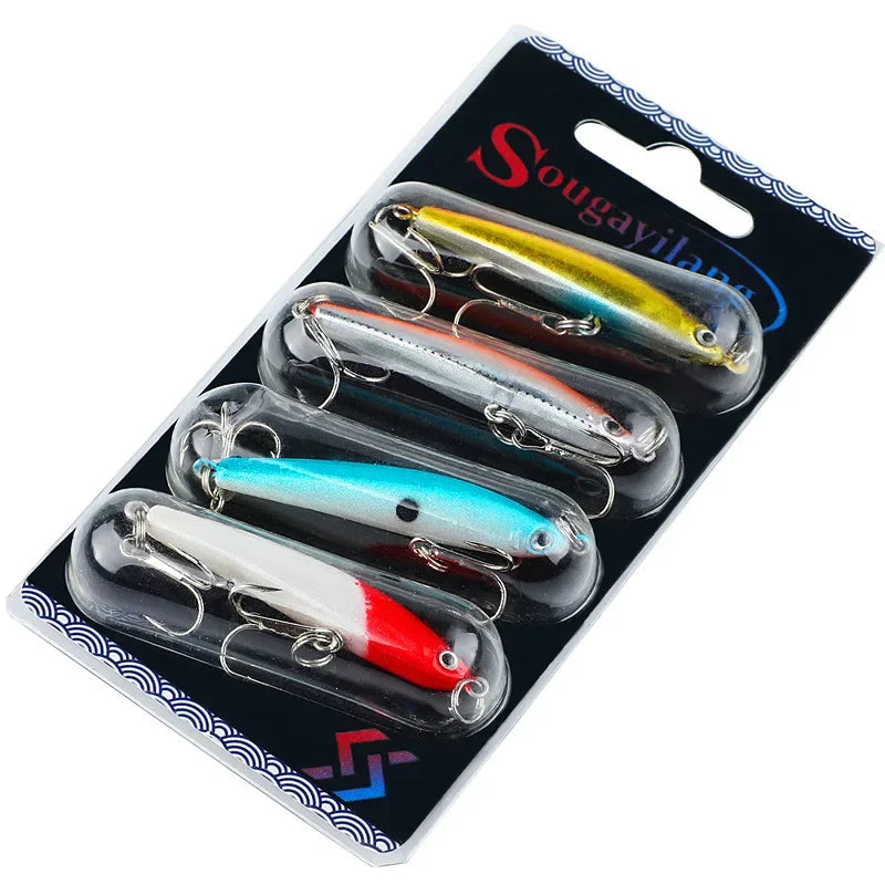 Kit 4 Mini Iscas Artificiais 3 a 4 g com Rattle – Para Tilápia, Traíra e Peixes Ariscos