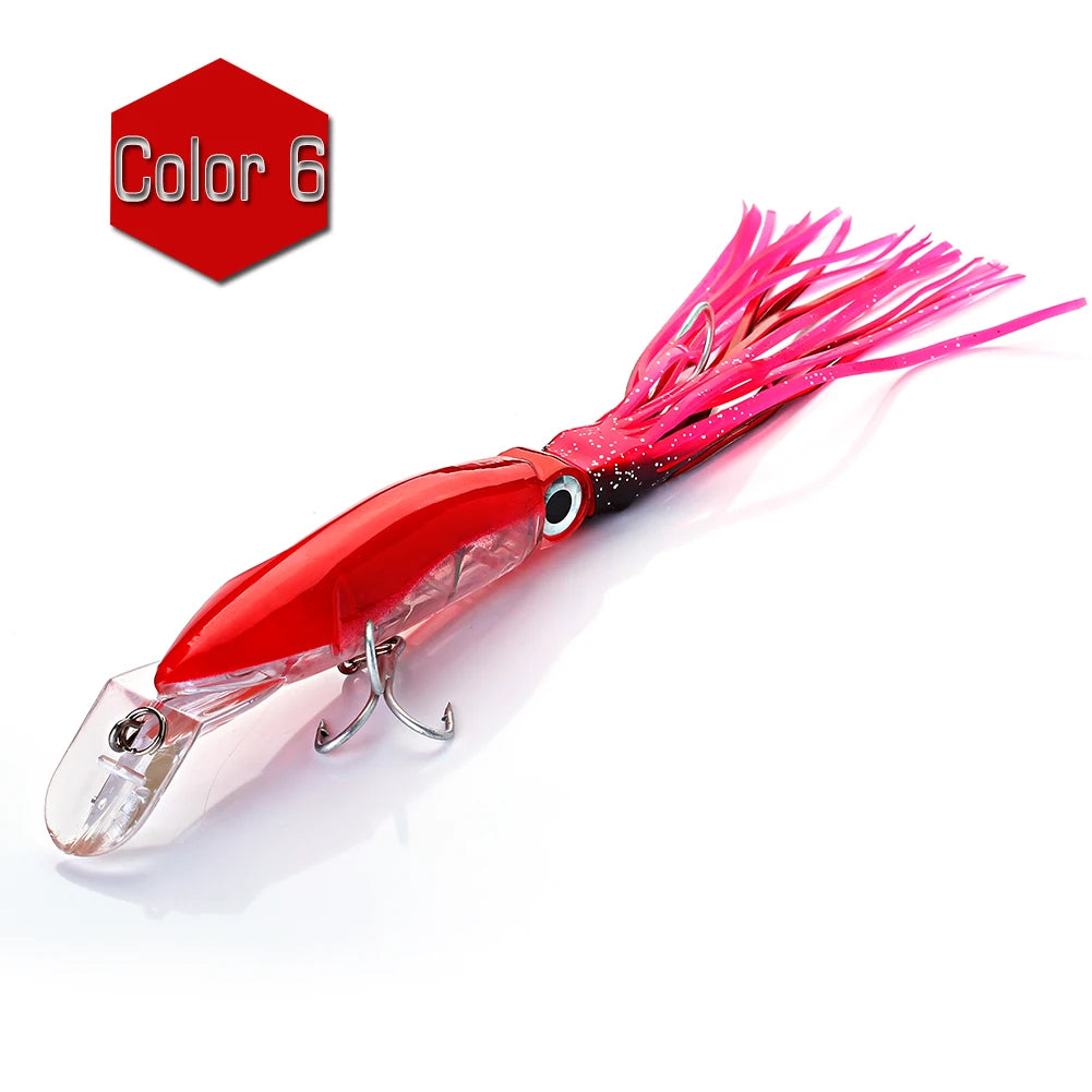 Isca Artificial Lula 12 cm 42 g com Saia de Silicone – Para Corrico e Pesca no Mar
