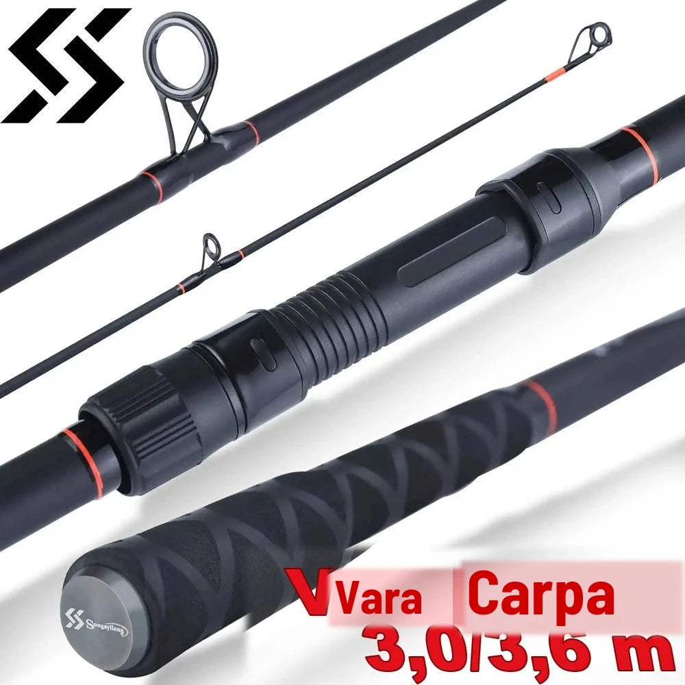 Vara de Pesca de Carbono 3,0 m e 3,6 m para Pesqueiro e Carpa – Ação Média, em Seções