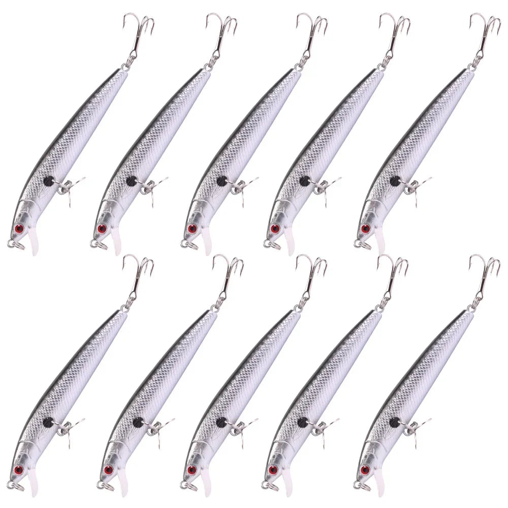 Kit 10 Iscas Artificiais Minnow 13 cm com Rattle – Meia-Água para Tucunaré, Traíra e Robalo