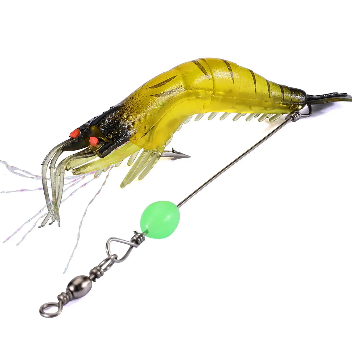 Isca Camarão Artificial de Silicone 9 cm Montado com Anzol e Girador – Para Robalo e Corvina