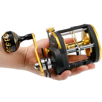 Carretilha de Corrico para Pesca Embarcada 4.1:1 com 6+1 Rolamentos e Carretel de Alumínio