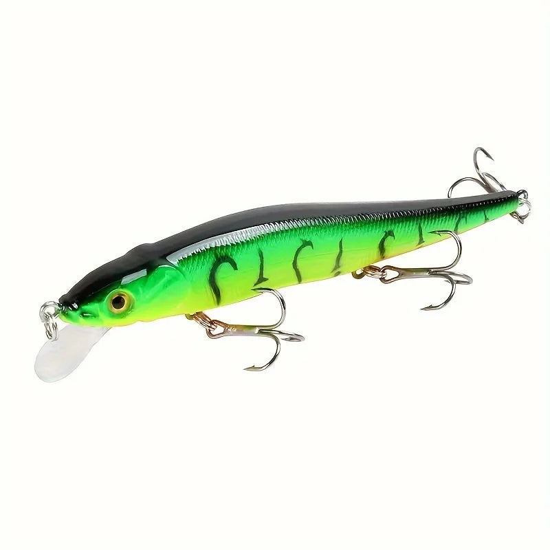 Isca Artificial Minnow Afundante 11,5 cm 14 g com 3 Garateias – Para Tucunaré, Robalo e Black Bass