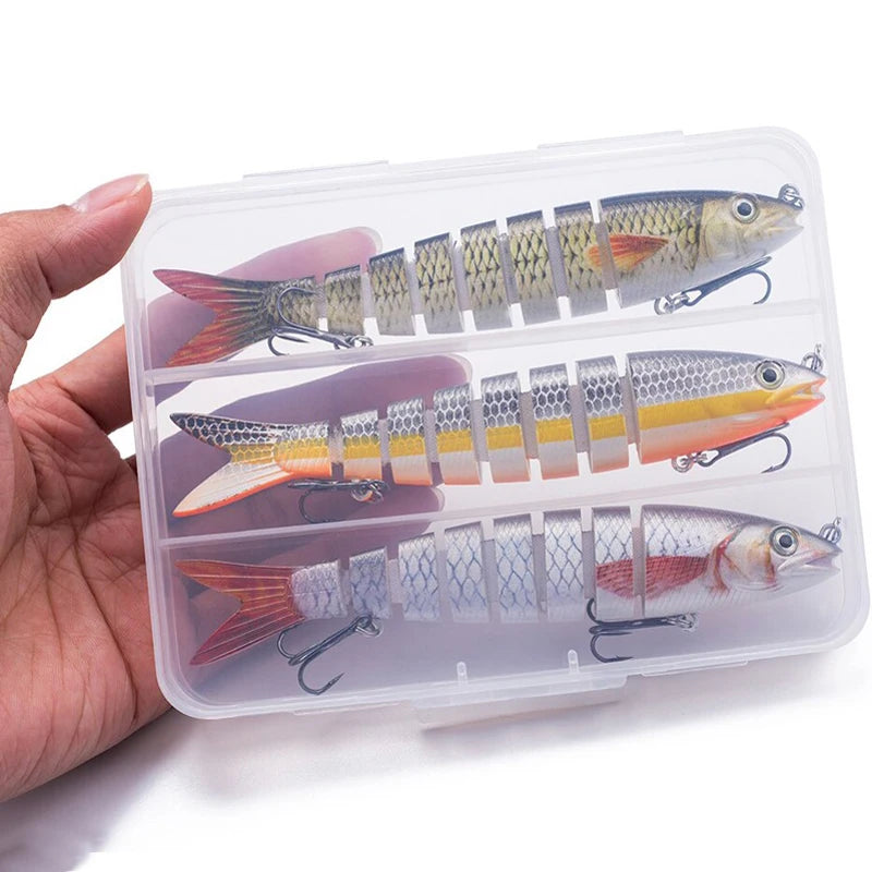 Kit 3 Iscas Articuladas (Swimbait) 8 Segmentos 13,7 cm 25 g – Afundamento Lento