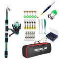Kit Pesca Completo Vara Telescópica 1,8 m + Molinete com Bolsa, Boia, Iscas e Anzóis – 5 Cores