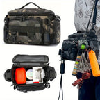 Bolsa de Pesca Tática 37 x 20 x 12 cm com Alça de Ombro e Suporte para Vara – Camuflada