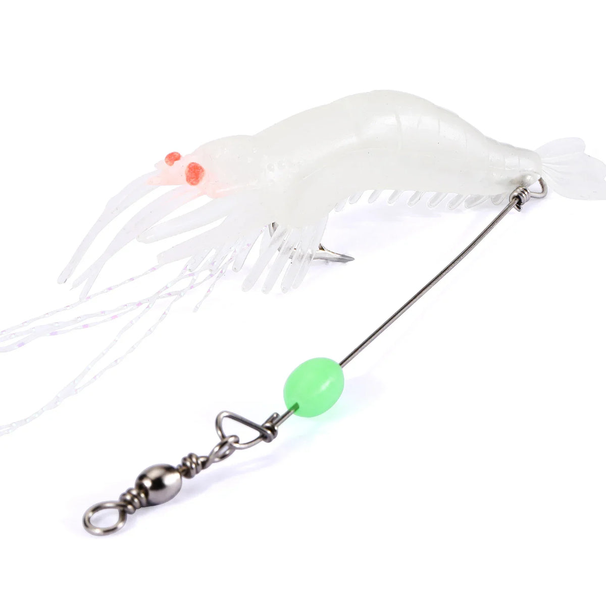 Isca Camarão Artificial de Silicone 9 cm Montado com Anzol e Girador – Para Robalo e Corvina