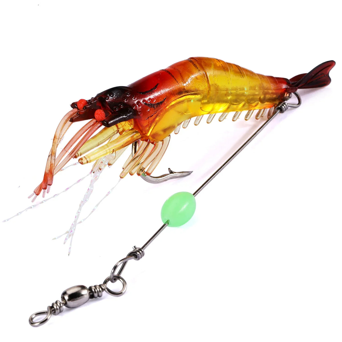 Isca Camarão Artificial de Silicone 9 cm Montado com Anzol e Girador – Para Robalo e Corvina