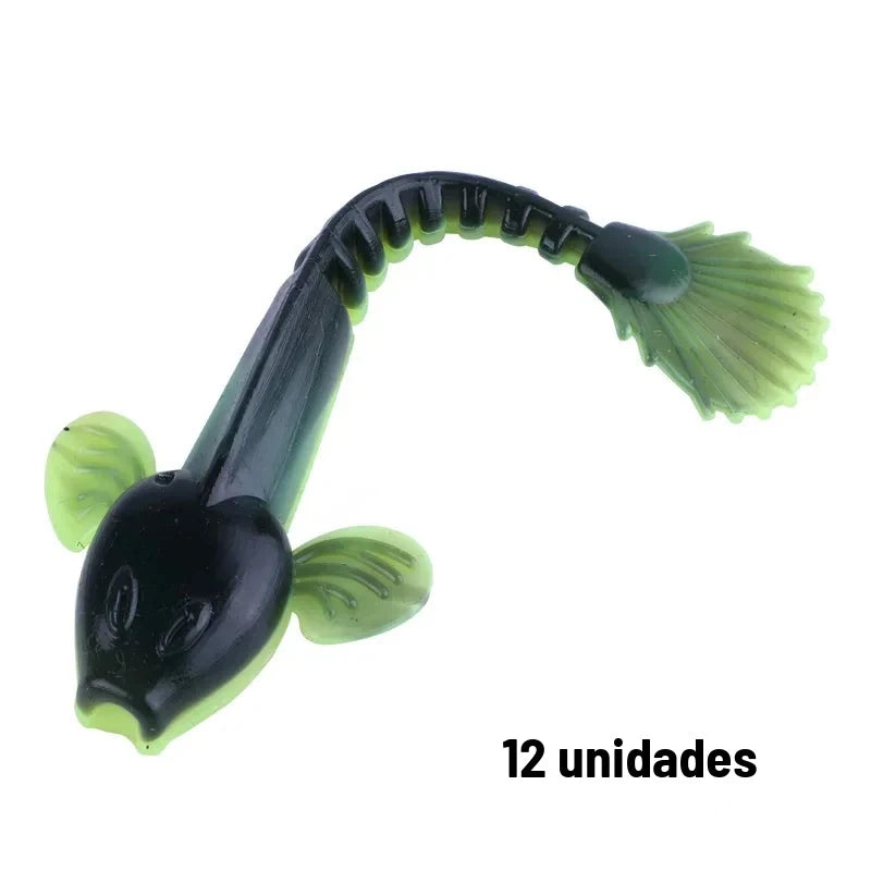 Kit 12 Iscas Soft (Shad) 9 cm para Tucunaré, Traíra e Robalo – 13 Opções de Cor