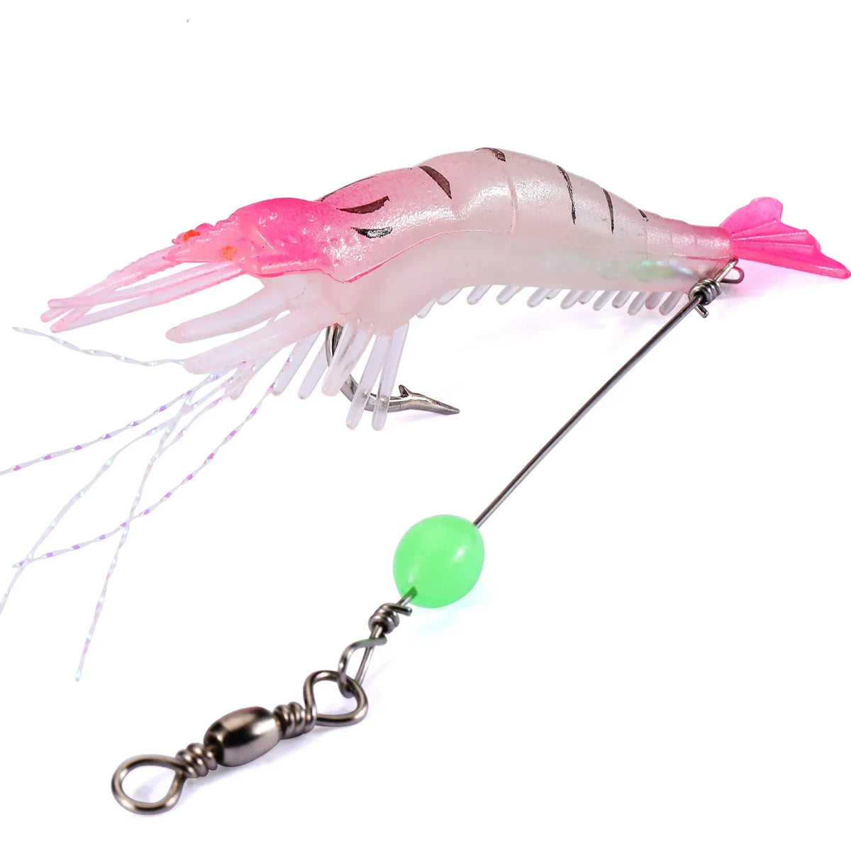 Isca Camarão Artificial de Silicone 9 cm Montado com Anzol e Girador – Para Robalo e Corvina