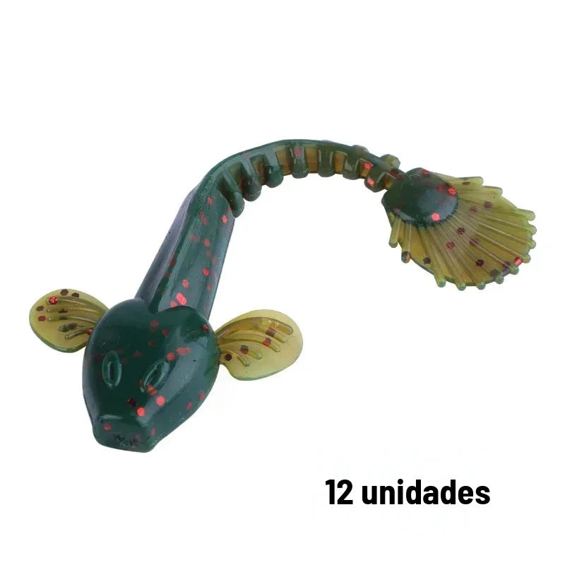 Kit 12 Iscas Soft (Shad) 9 cm para Tucunaré, Traíra e Robalo – 13 Opções de Cor