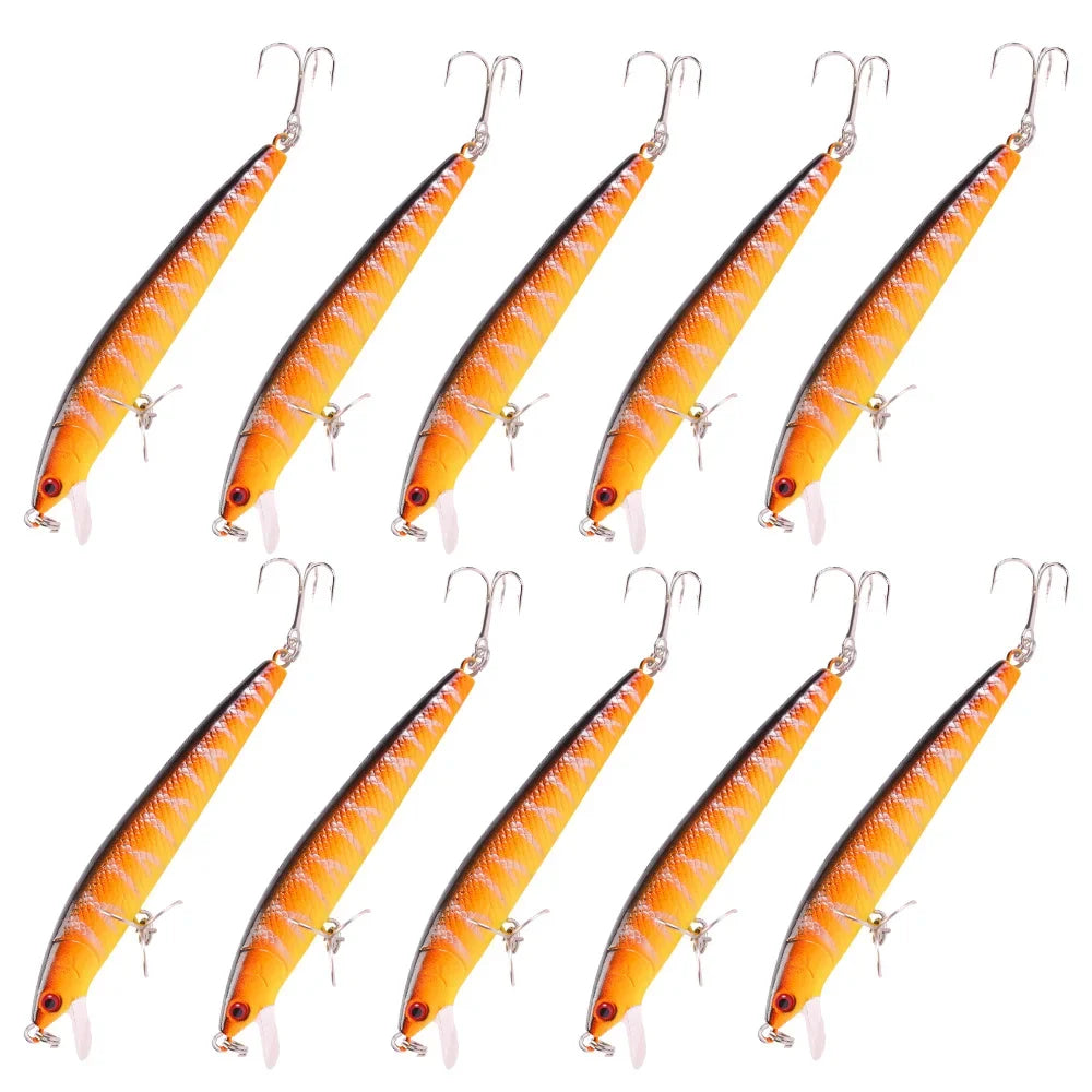 Kit 10 Iscas Artificiais Minnow 13 cm com Rattle – Meia-Água para Tucunaré, Traíra e Robalo