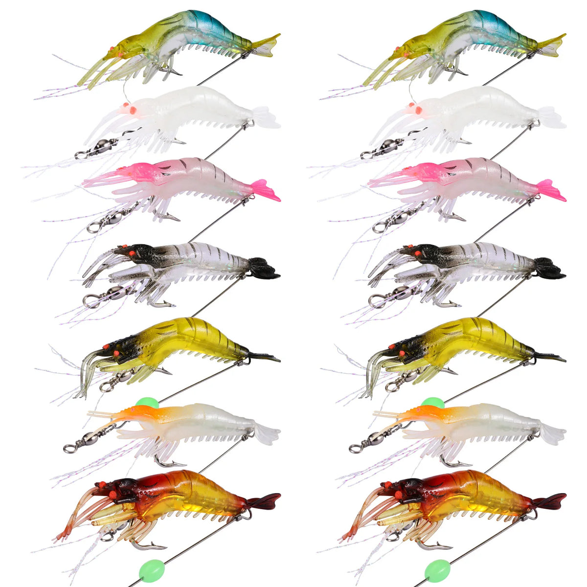 Isca Camarão Artificial de Silicone 9 cm Montado com Anzol e Girador – Para Robalo e Corvina