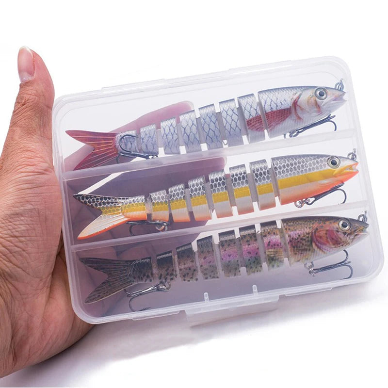Kit 3 Iscas Articuladas (Swimbait) 8 Segmentos 13,7 cm 25 g – Afundamento Lento