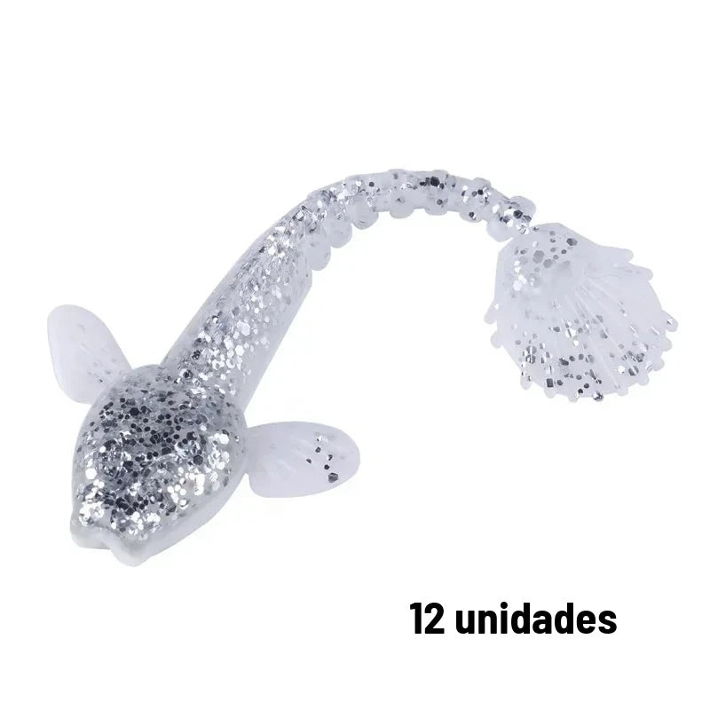 Kit 12 Iscas Soft (Shad) 9 cm para Tucunaré, Traíra e Robalo – 13 Opções de Cor