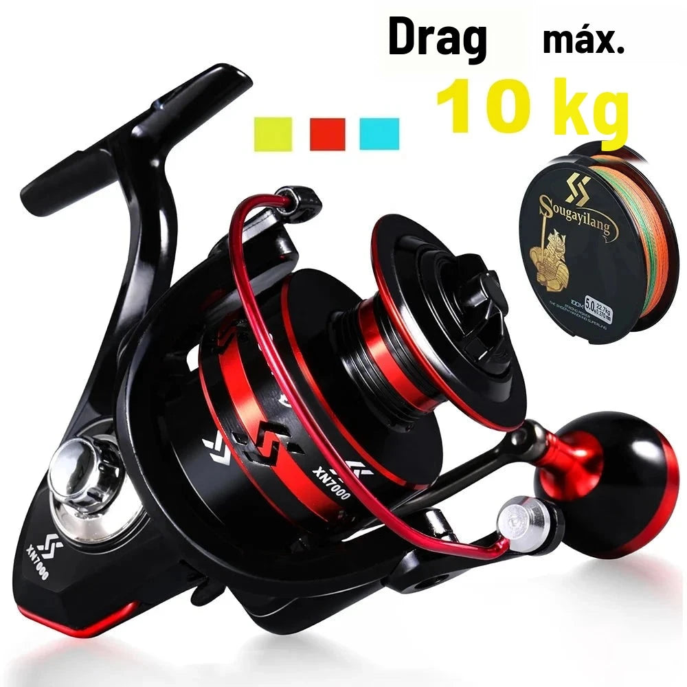 Molinete Drag 10 kg com Linha de Brinde – Tamanhos 2000 a 7000 para Água Doce e Salgada