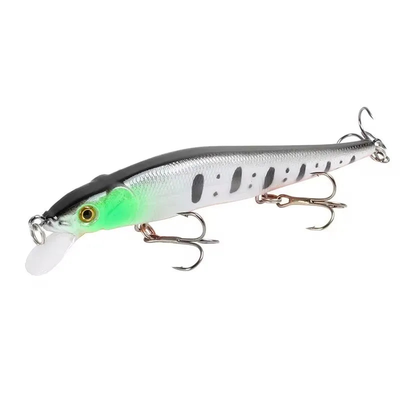 Isca Artificial Minnow Afundante 11,5 cm 14 g com 3 Garateias – Para Tucunaré, Robalo e Black Bass
