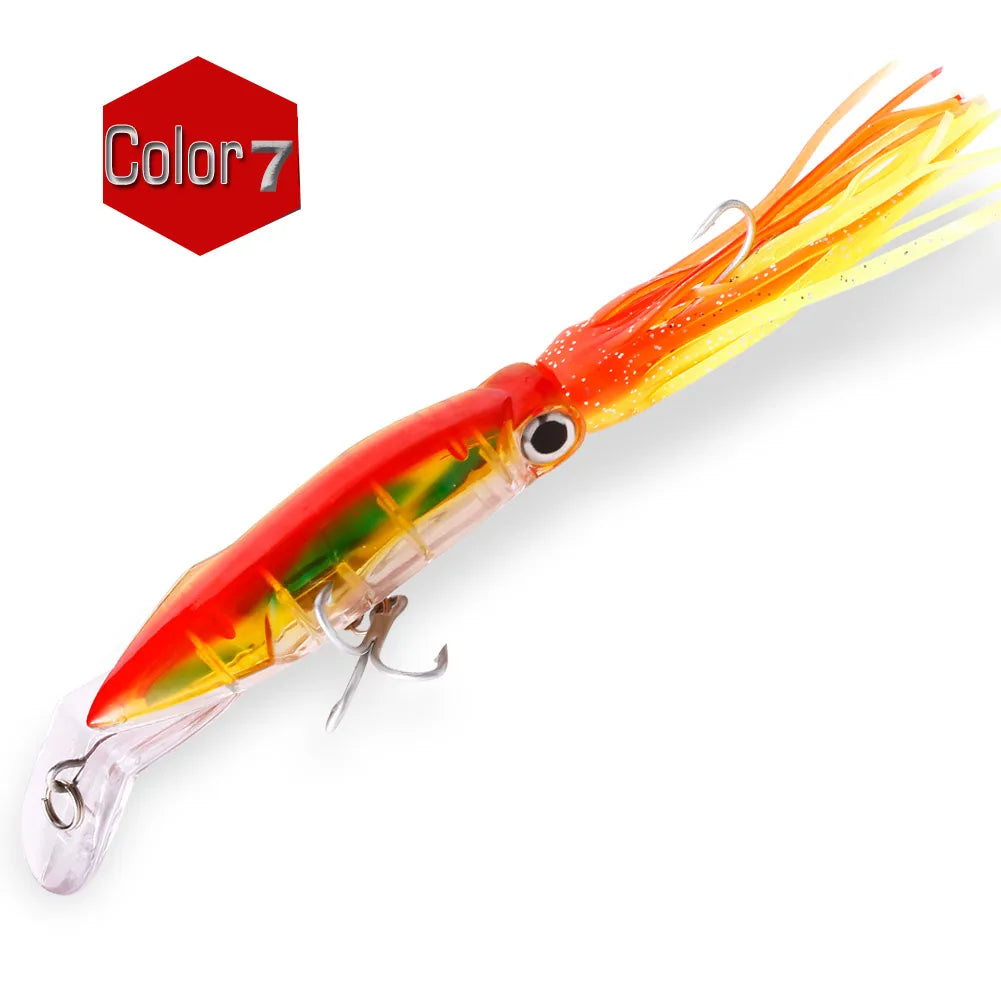 Isca Artificial Lula 12 cm 42 g com Saia de Silicone – Para Corrico e Pesca no Mar