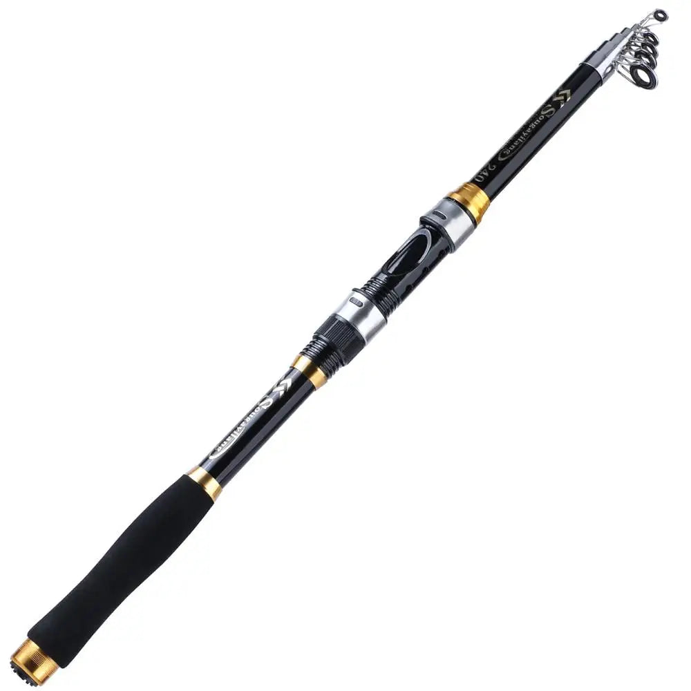 Vara de Pesca Telescópica de Fibra de Vidro 1,8 m a 3,3 m – Resistente e Econômica