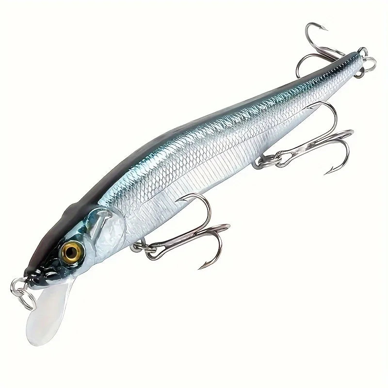 Isca Artificial Minnow Afundante 11,5 cm 14 g com 3 Garateias – Para Tucunaré, Robalo e Black Bass