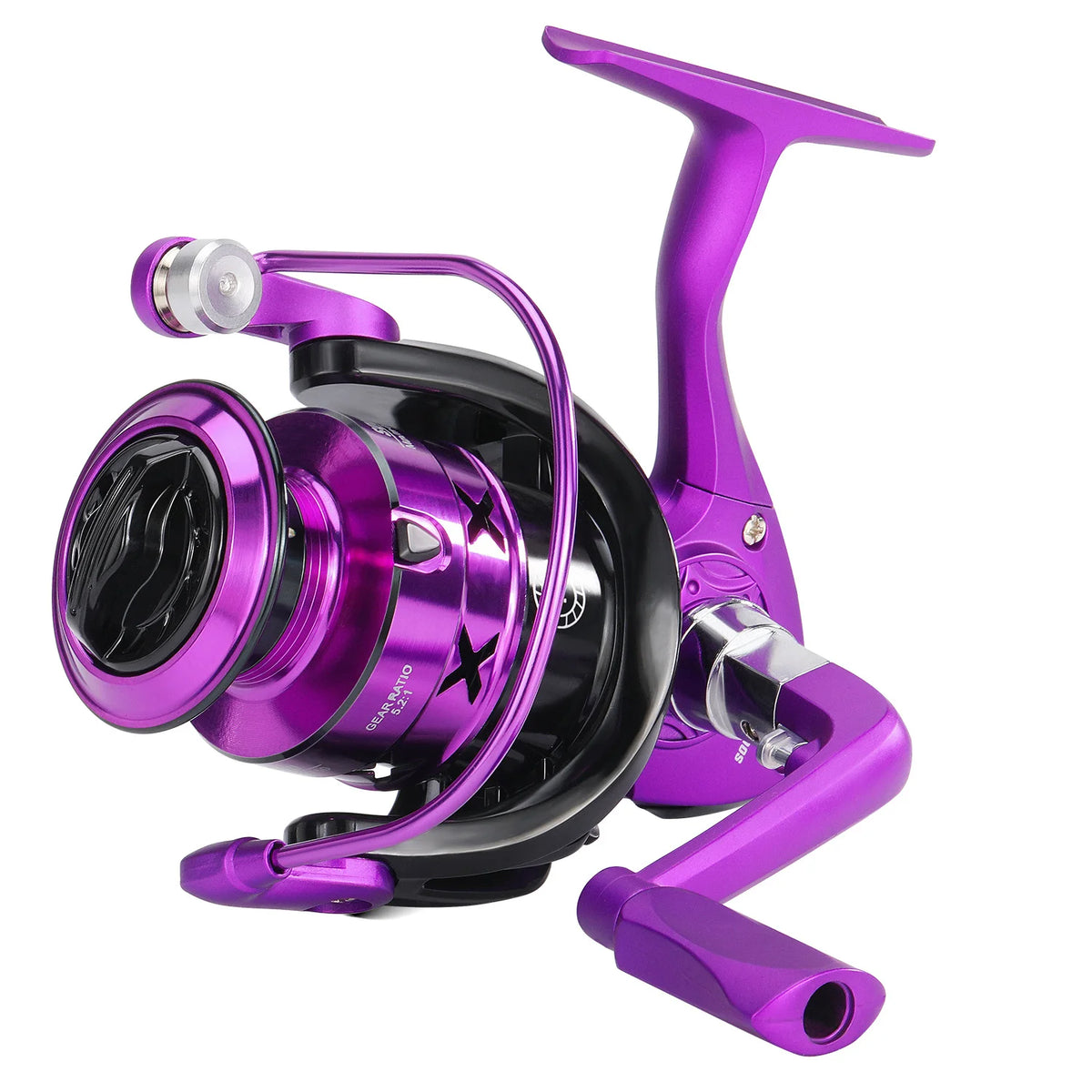 Molinete Roxo 5.2:1 com Carretel de Metal Inclinado e Drag até 15 kg – 1000 a 7000