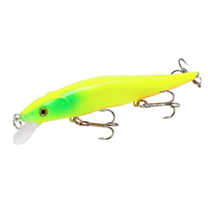 Isca Artificial Minnow Afundante 11,5 cm 14 g com 3 Garateias – Para Tucunaré, Robalo e Black Bass
