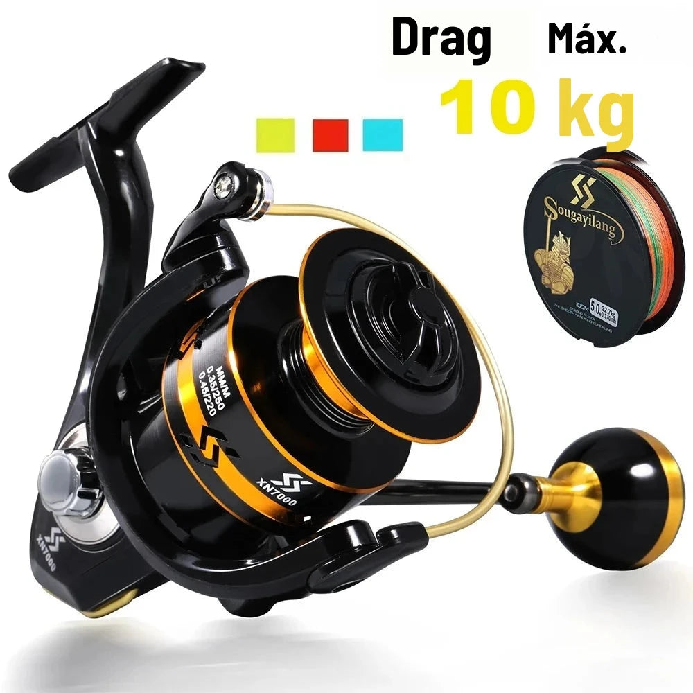 Molinete Drag 10 kg com Linha de Brinde – Tamanhos 2000 a 7000 para Água Doce e Salgada