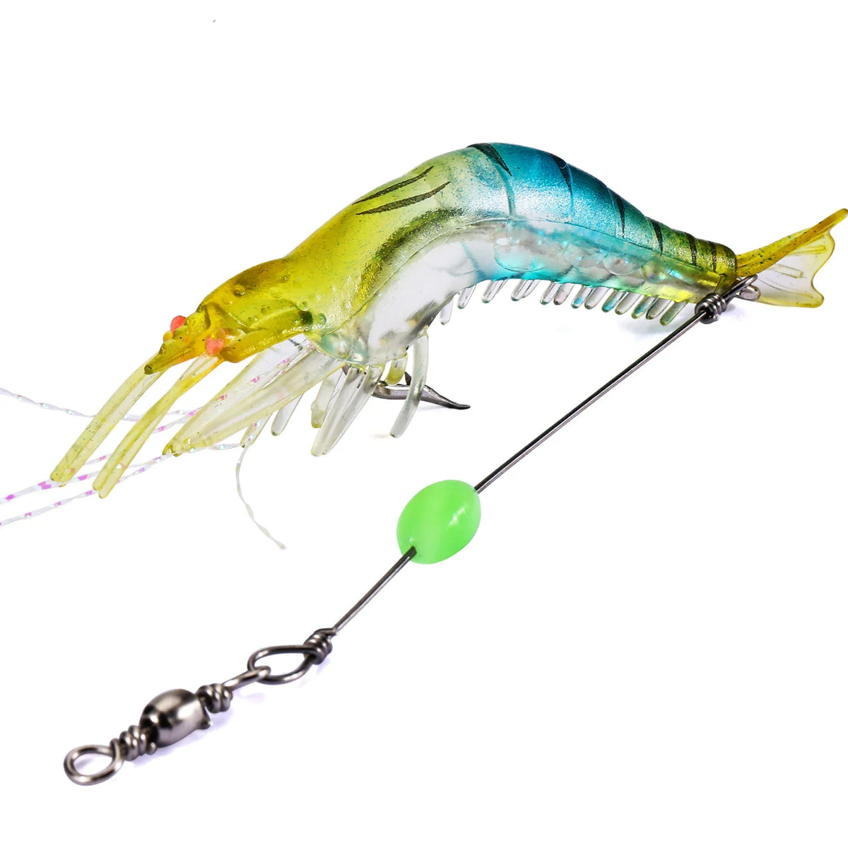 Isca Camarão Artificial de Silicone 9 cm Montado com Anzol e Girador – Para Robalo e Corvina