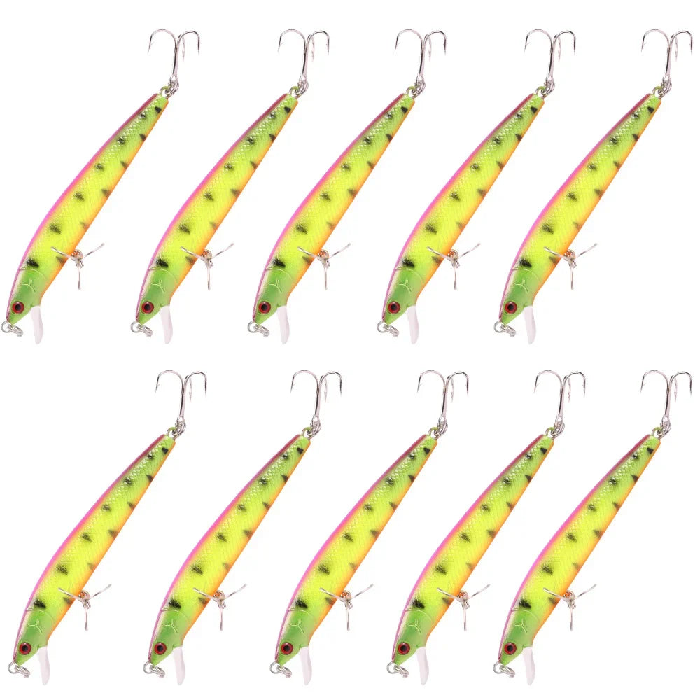 Kit 10 Iscas Artificiais Minnow 13 cm com Rattle – Meia-Água para Tucunaré, Traíra e Robalo