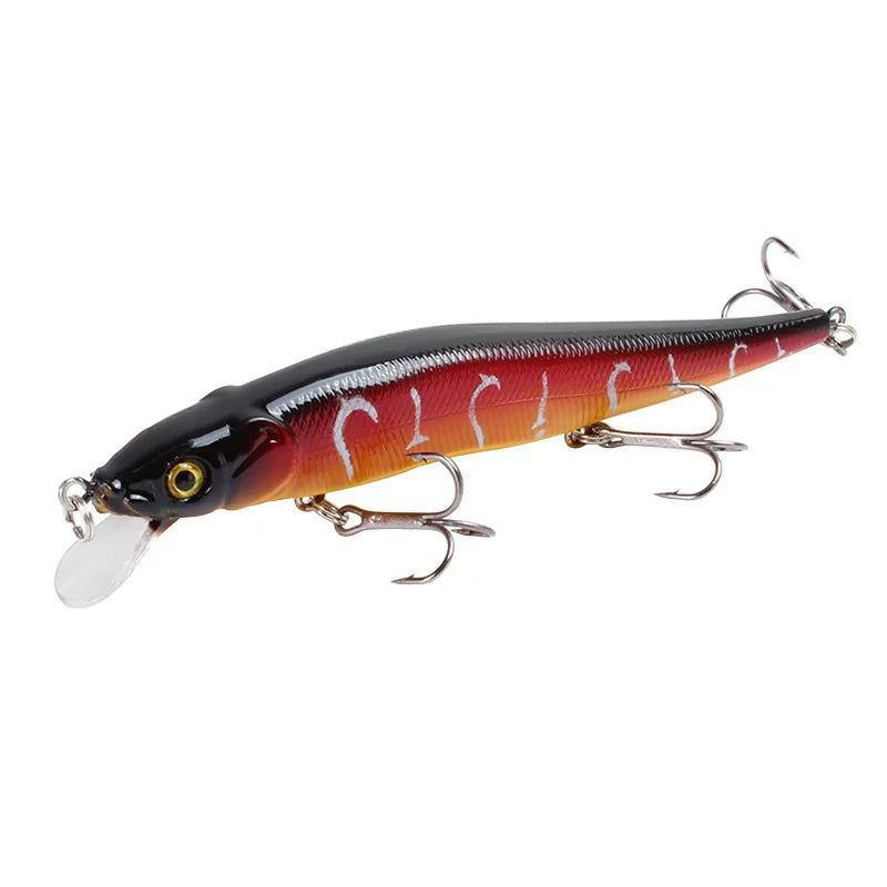 Isca Artificial Minnow Afundante 11,5 cm 14 g com 3 Garateias – Para Tucunaré, Robalo e Black Bass